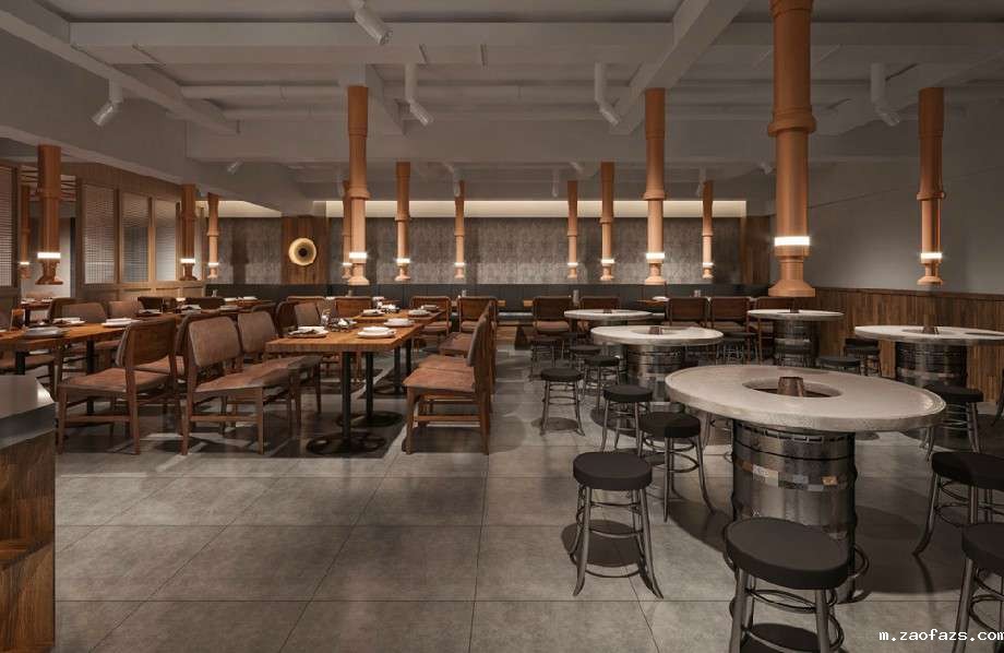 肉小雪木炭烤肉店铺装修设计效果图