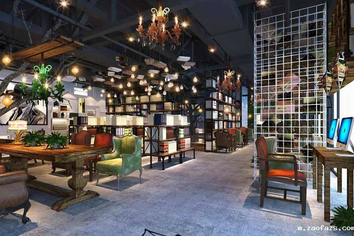 书吧文具店铺空间装修设计效果图