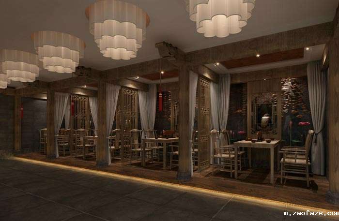 古朴茶楼茶室装修设计效果图