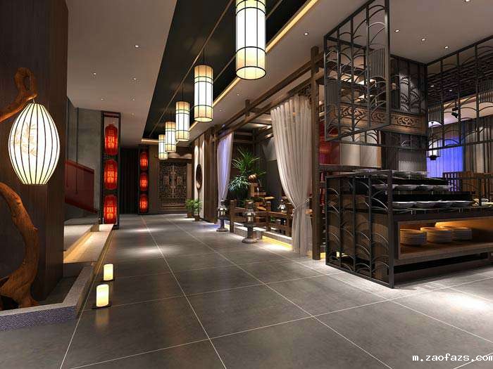 620平米新中式火锅店设计效果图