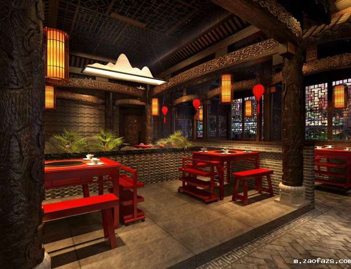 复古风格火锅店装修效果图