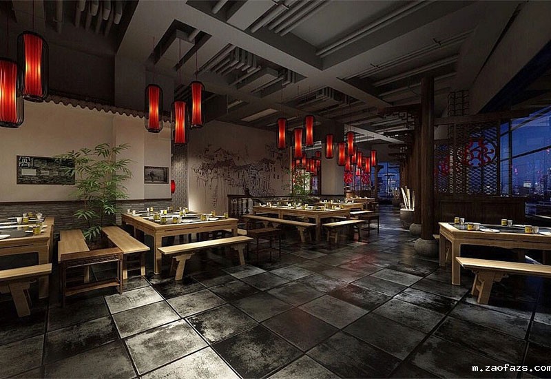 郑州火锅店装修设计-650平米火锅店装修效果图