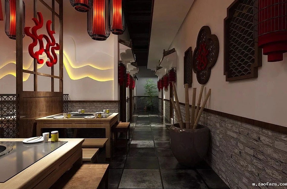 郑州火锅店装修设计-650平米火锅店装修效果图