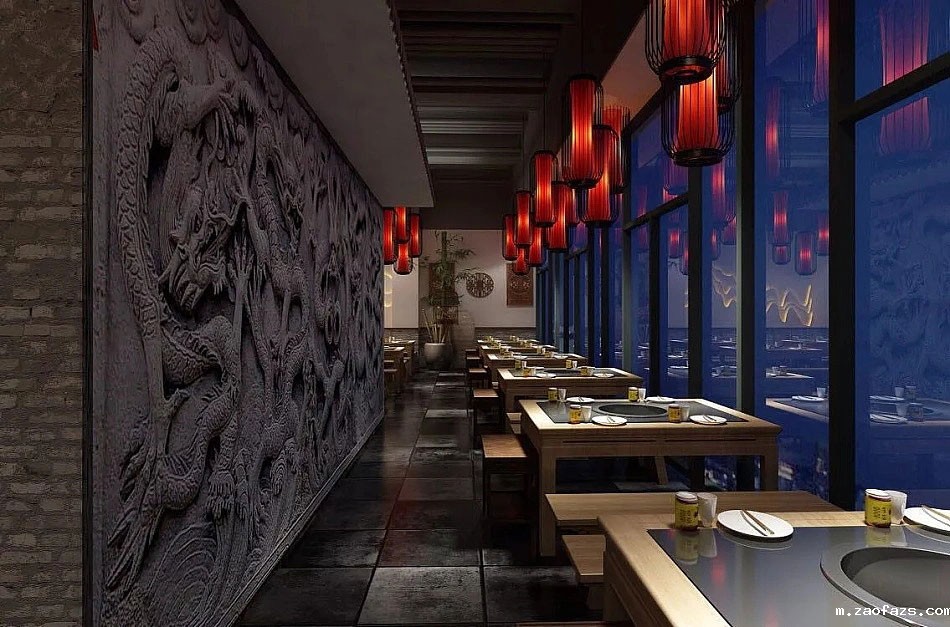 郑州火锅店装修设计-650平米火锅店装修效果图