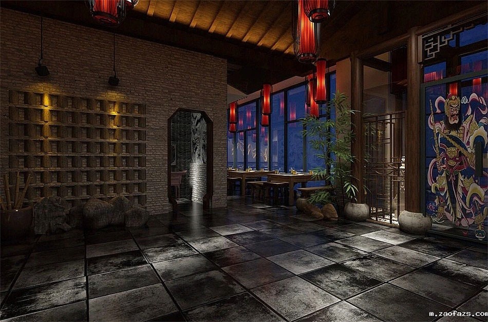 郑州火锅店装修设计-650平米火锅店装修效果图