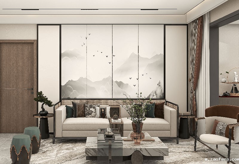 150平米新中式三居室装修设计效果图