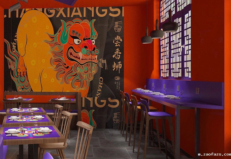 160平米国潮风螺蛳粉店铺装修设计