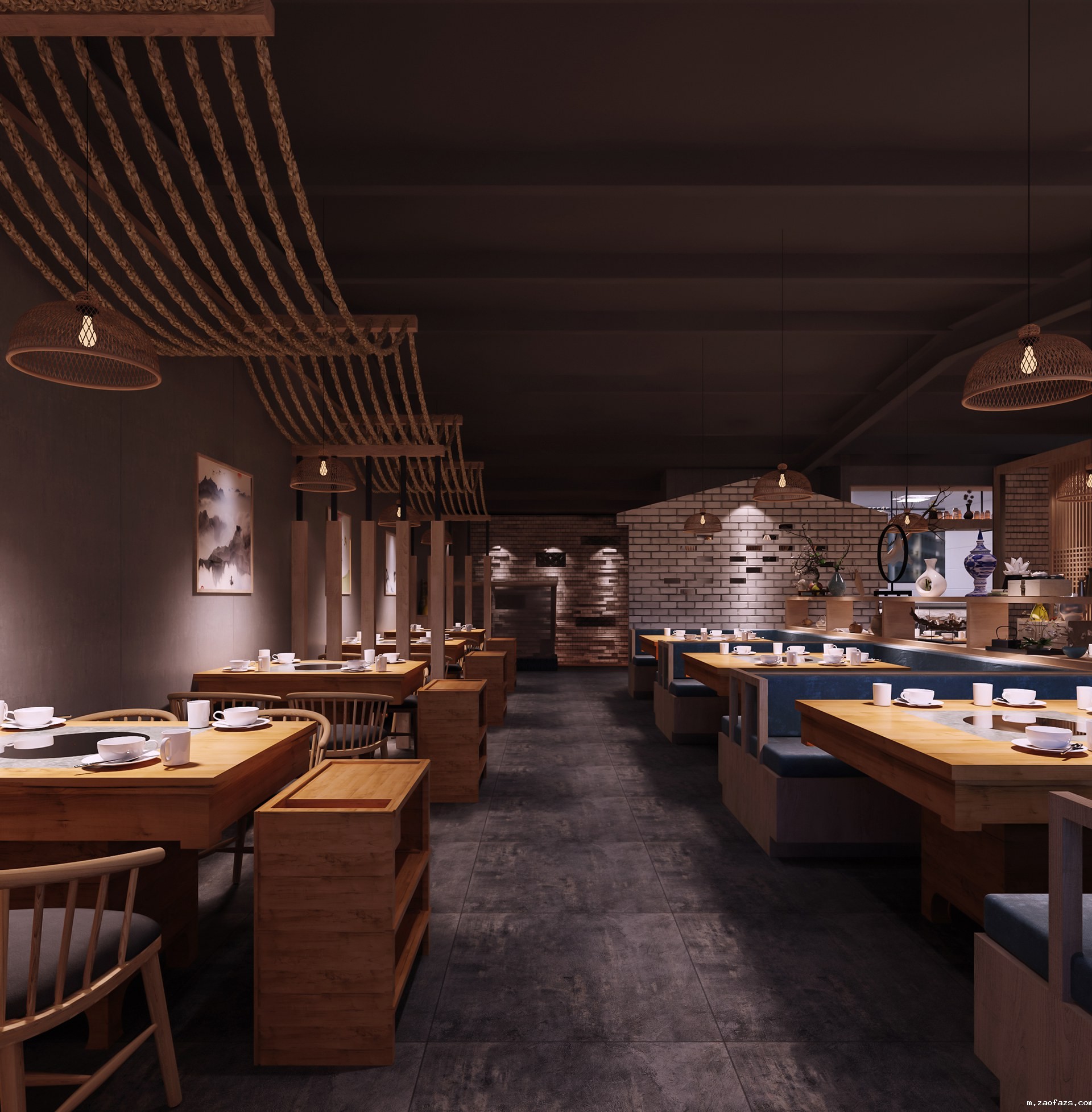 320平米火锅餐饮店装修设计效果图