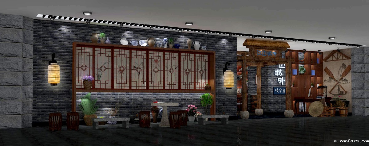 230平米烤鱼店装修设计效果图