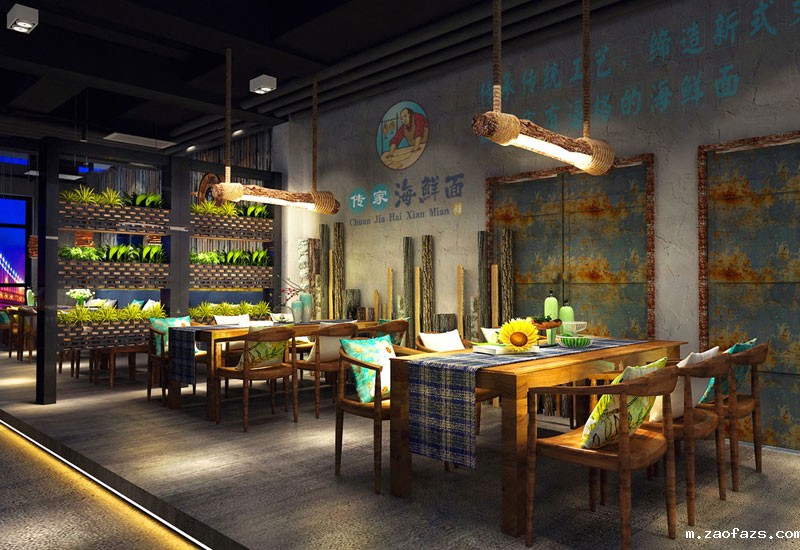 165平米海鲜面馆装修设计效果图