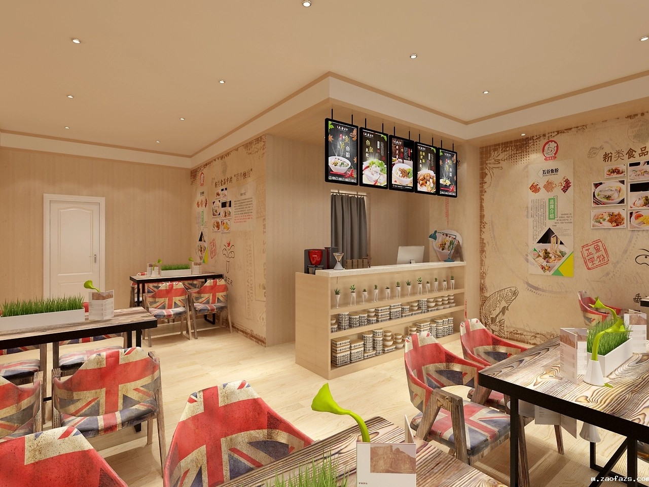 55平米鱼粉餐饮店装修设计效果图
