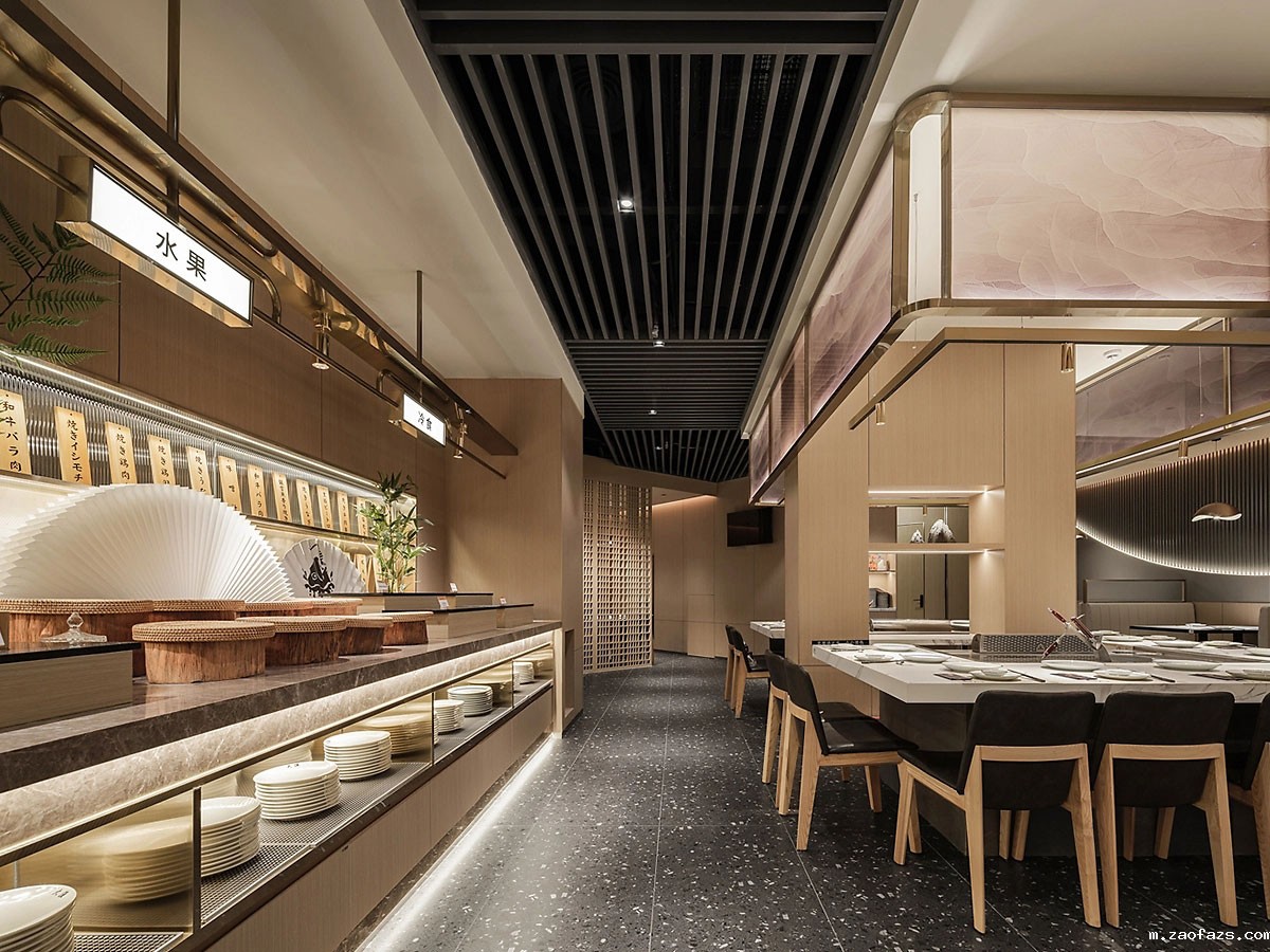 310平米郑州铁板烧自助餐厅设计装修效果图