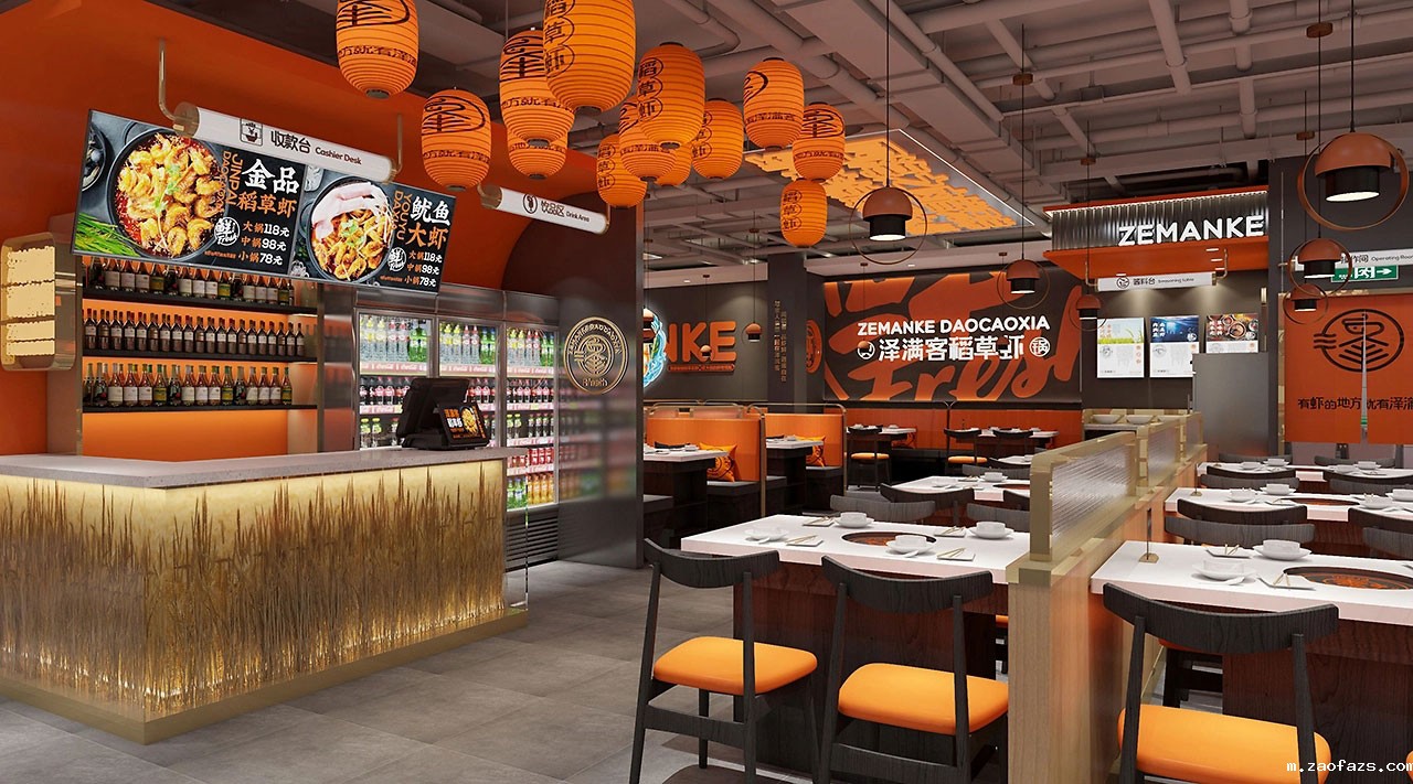 270平米稻草虾火锅店装修设计效果图