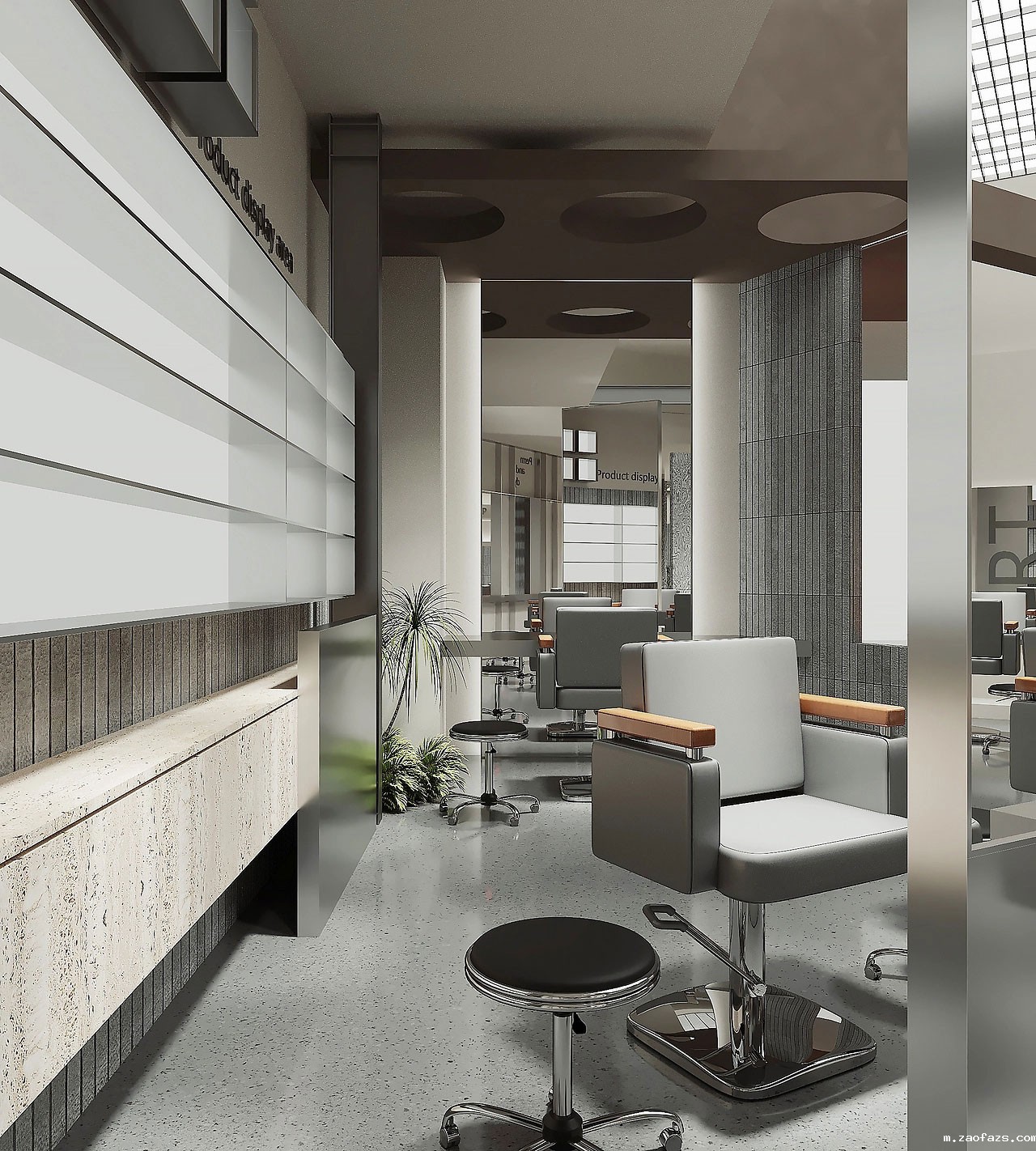53平米极简理发店设计装修效果图