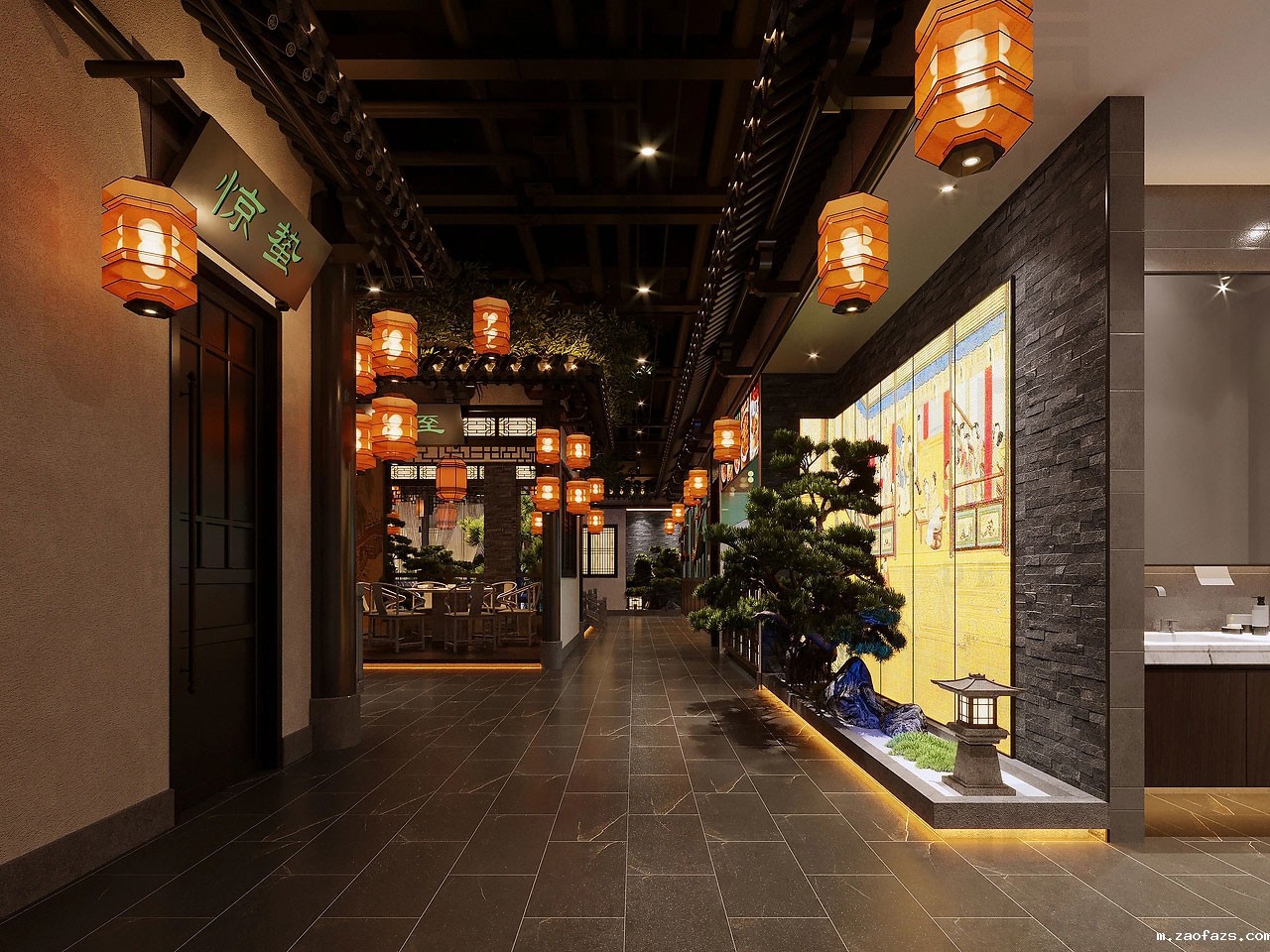 352平米中式餐厅设计装修效果图