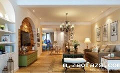 美式混搭风格三居室装修效果图