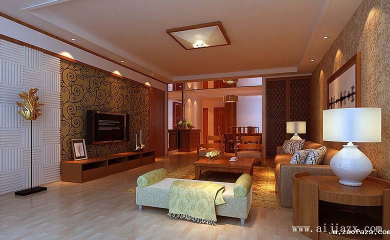 简单的新中式风格客厅装修效果图