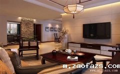 简约素净的新中式风格三居室客厅装修效果图