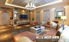 120平米温暖色调欧式风格大户型装修效果图