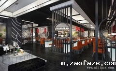 黑白色的时尚餐馆装修效果图