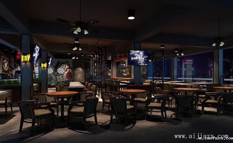 简单质朴的酒吧散座区装修效果图