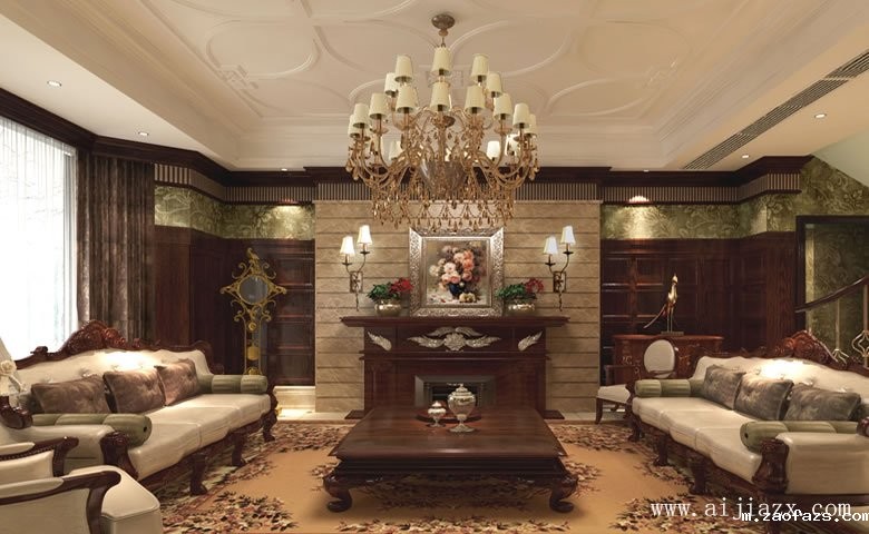 端庄大气的欧式风格复式一楼客厅装修效果图