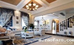 温馨浪漫的蓝白色希腊地中海风格复式装修效果